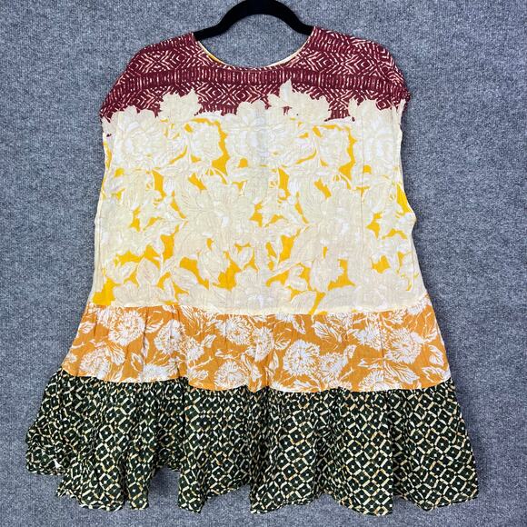 Free People Gotta Have You Cotton Mixed-Print Keyhole Top Size Small - Picture 3 of 10